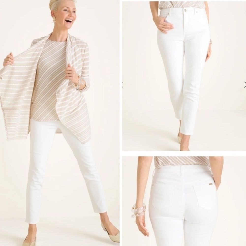 Chico’s Perfect Stretch So Slimming White Girlfriend Slim Leg Ankle Jeans 1/(8)